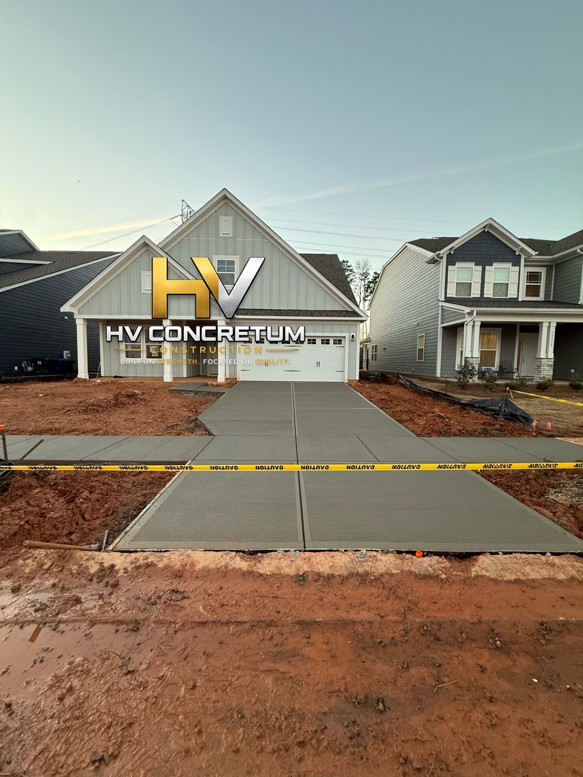 New residential concrete driveway