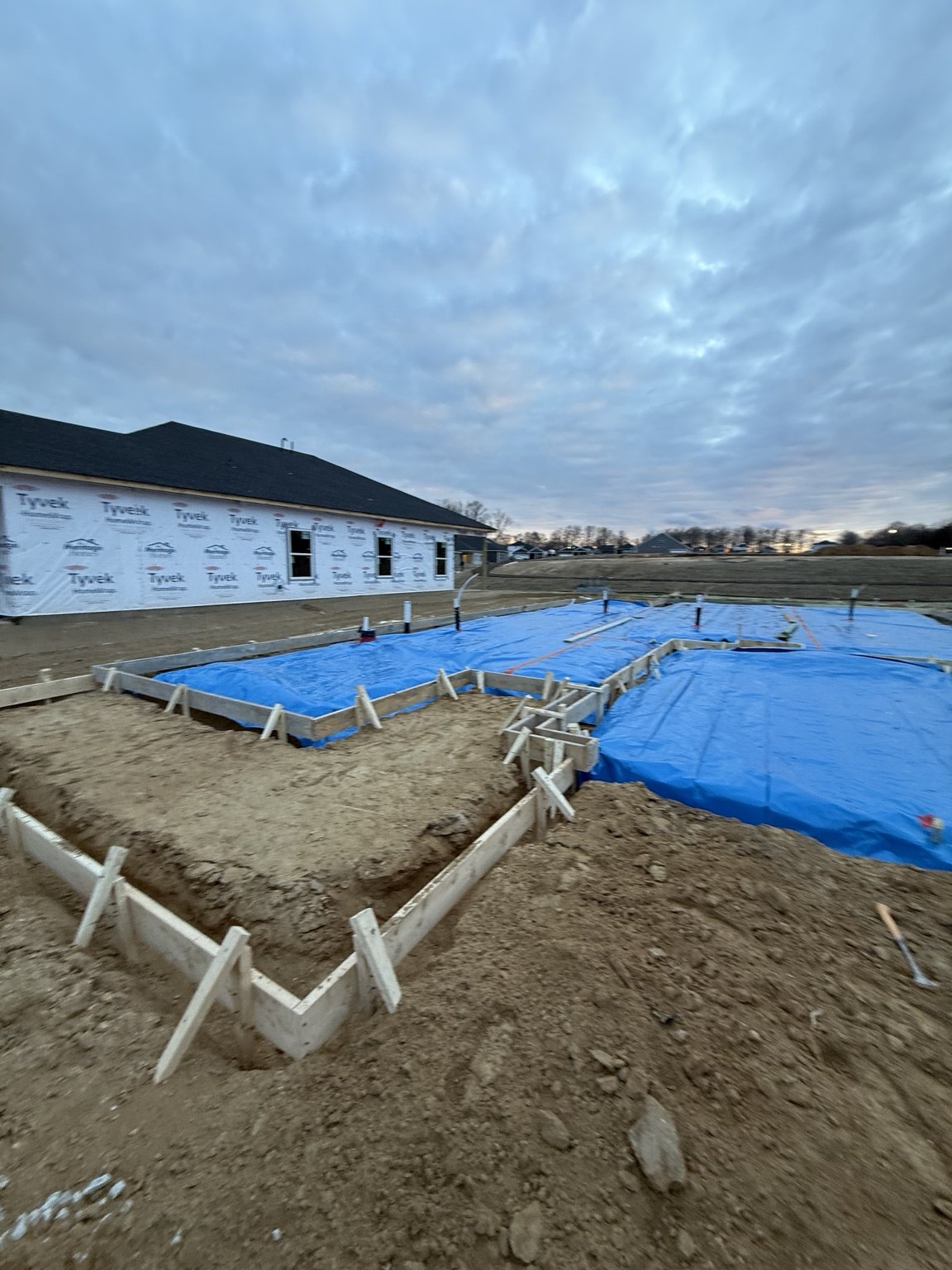 Concrete foundation forms before placement
